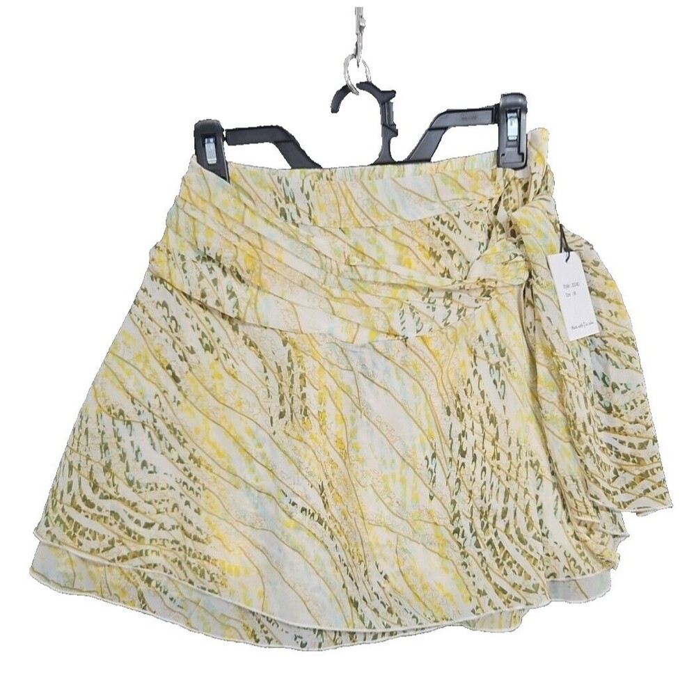 Japna Women's Skirt Medium Yellow Polyester Chiffon Wrap & Tie Skirt NWT